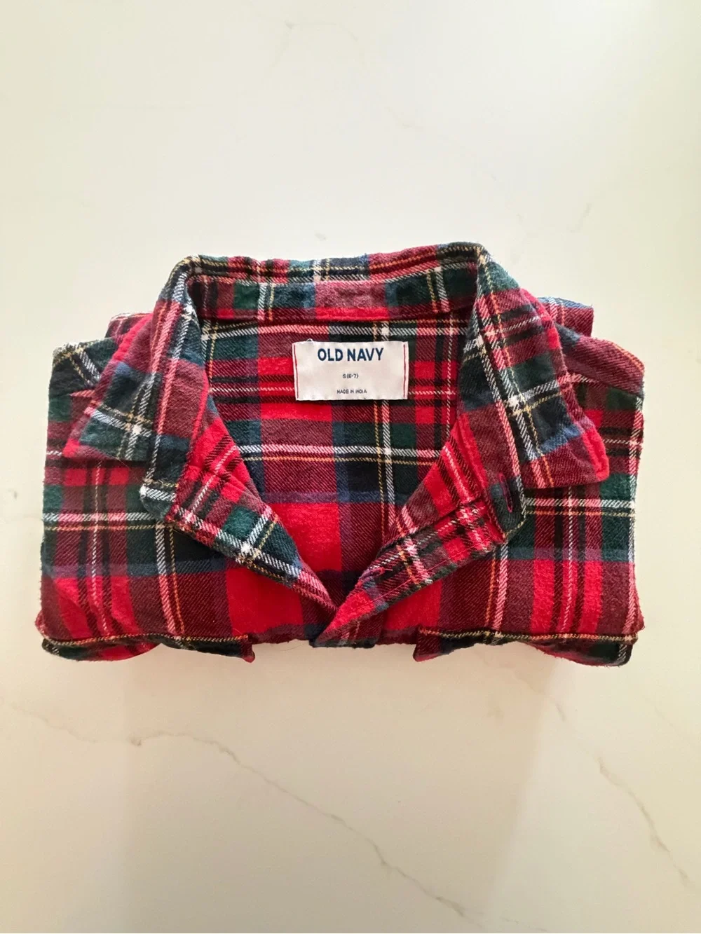 Old Navy Boys Red Plaid Flannel Button Down Shirt Size Small 100% Cotton
